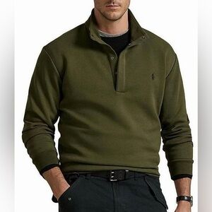 Men’s Ralph Lauren Polo -Olive Green Quarter Snap Sweatshirt